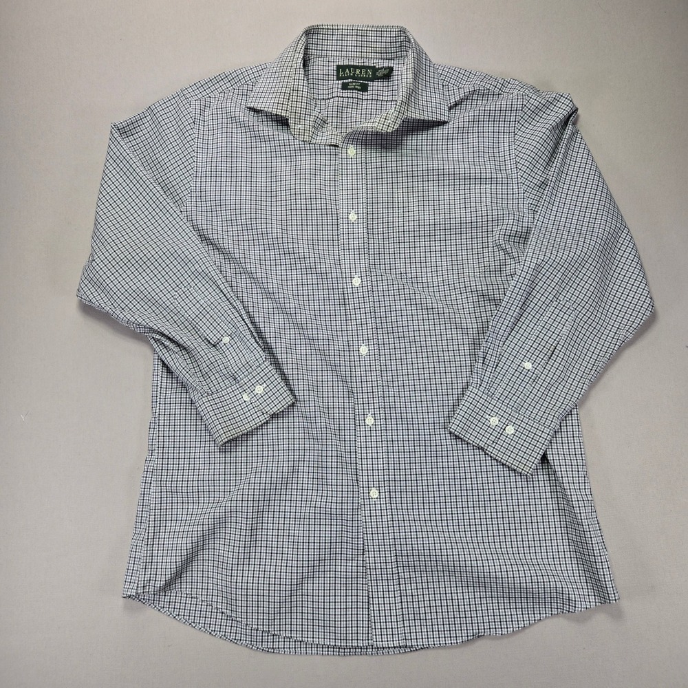 Lauren‎ Ralph Lauren Green Label Slim Fit Non Iron Dress Shirt Blue Check 32/33